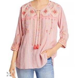 Johnny Was Thora Nomad Embroidered Pink Blouse L